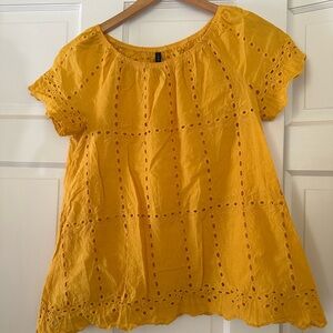 Sunny Yellow Eyelet Women's Blouse